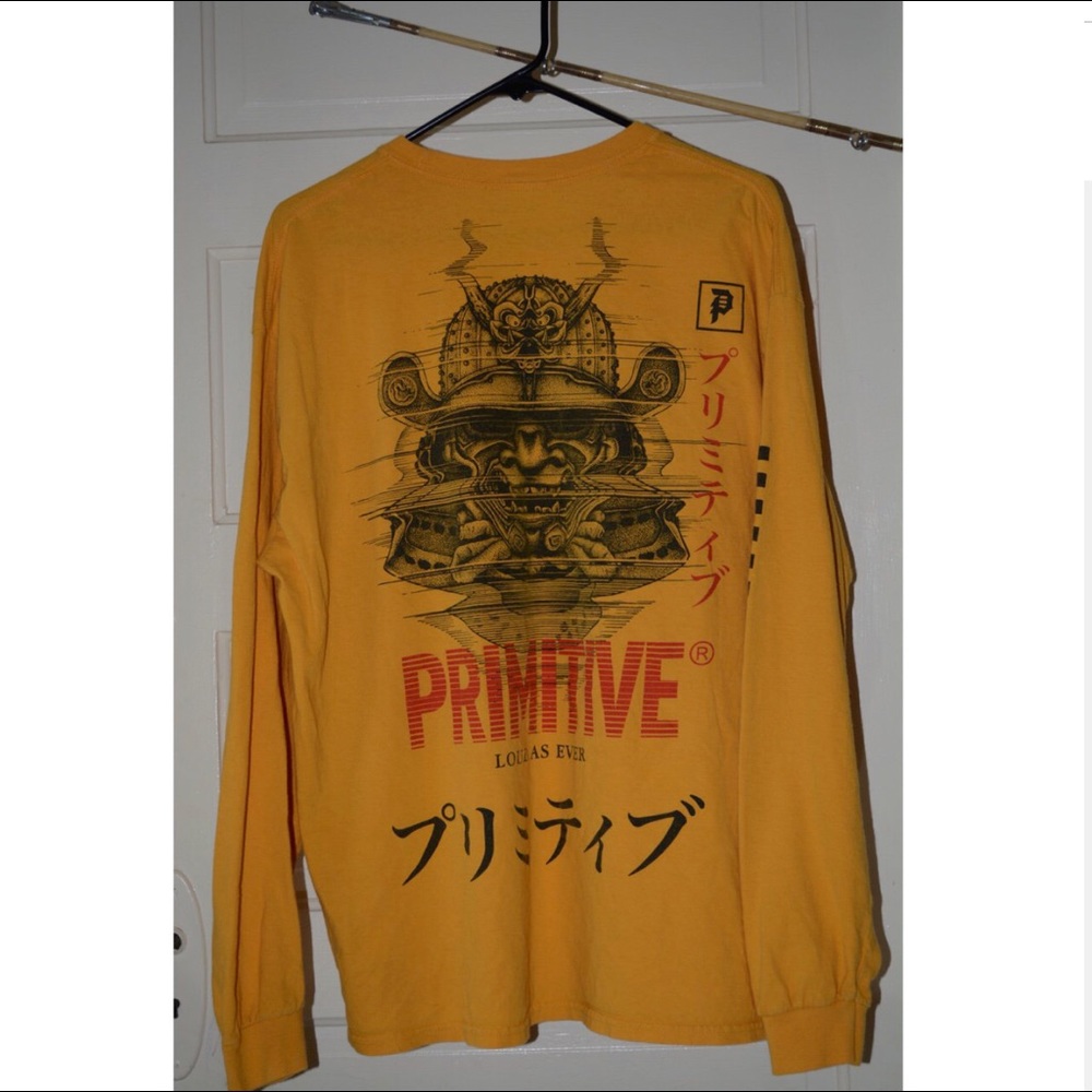 Primitive Long Sleeve. Yellow Graphic. Skate tee